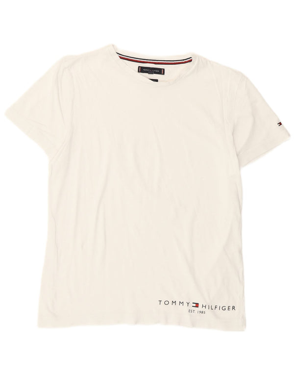Tricou grafic Tommy Hilfiger pentru femei Top UK 10 Small White Bumbac