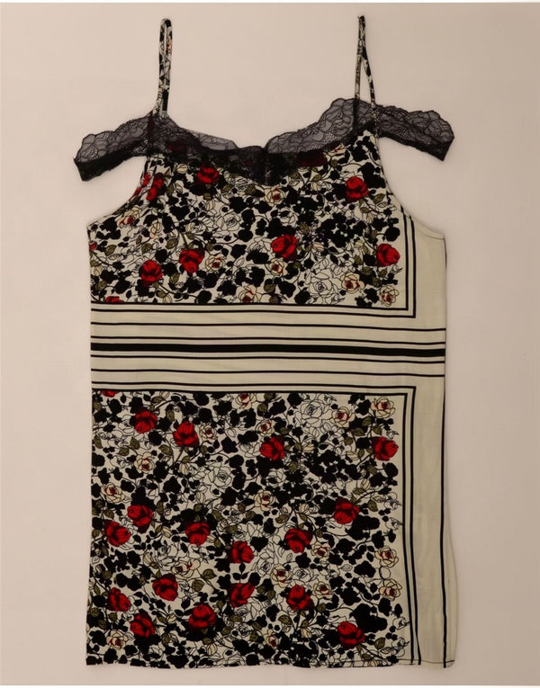 Topshop Womens Cami Top UK 8 Small Multicolor Floral Viscose