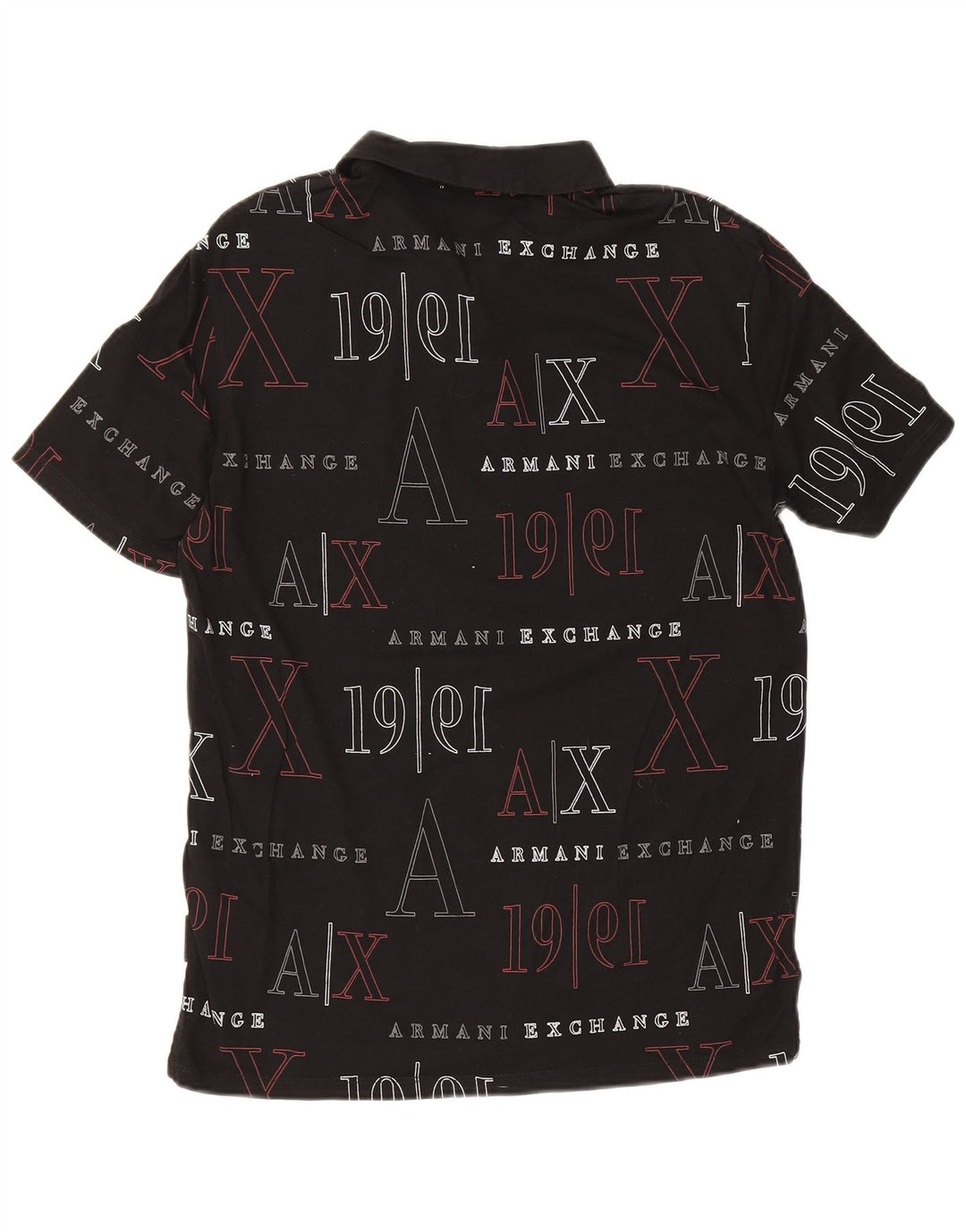 Tricou polo cu grafică pentru bărbați Armani Exchange, bumbac negru mic