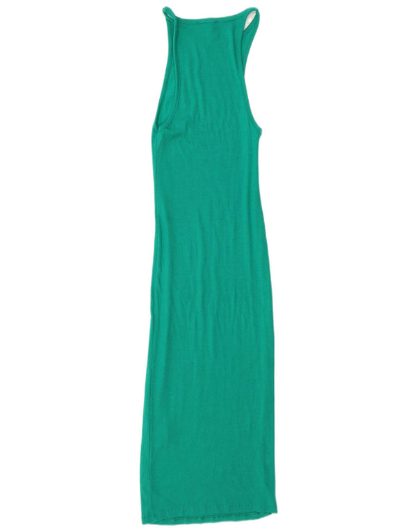 Rochie Maxi fără mâneci pentru femei Zara UK 8 Bumbac verde mic