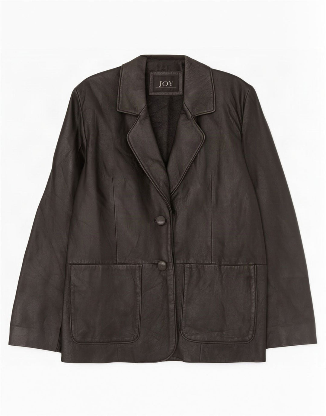Sacou blazer din piele cu 2 nasturi Joy pentru femei EU 42 mare negru