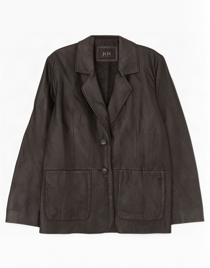 Sacou blazer din piele cu 2 nasturi Joy pentru femei EU 42 mare negru