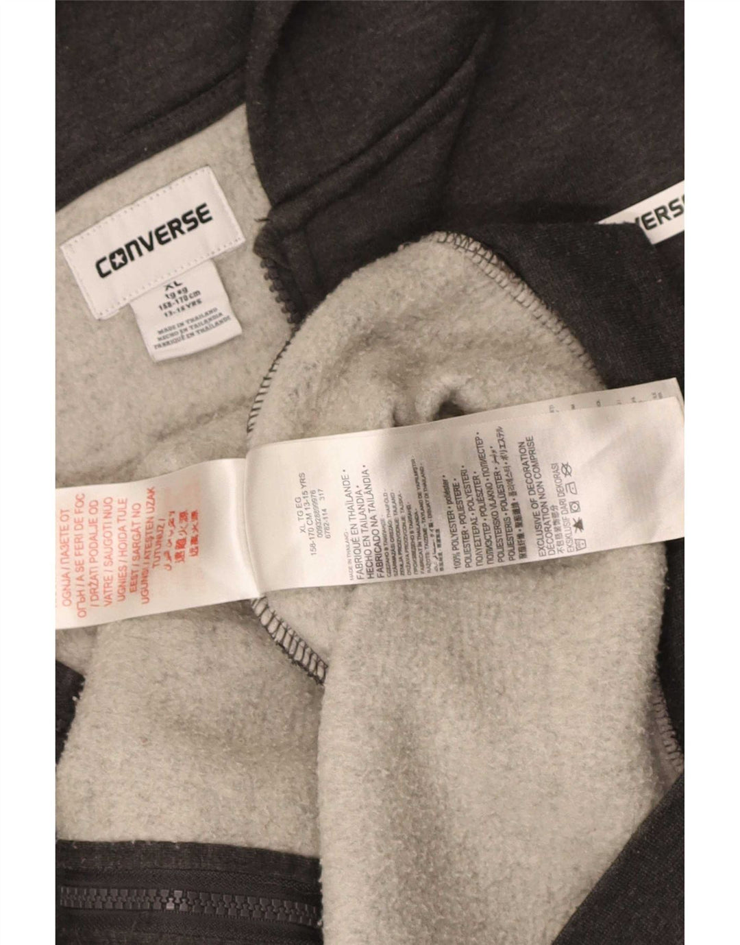 Pulover Converse pentru băieți cu fermoar 13-14 ani XL poliester gri