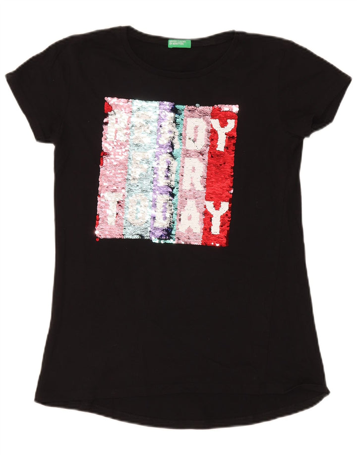 Tricou grafic Benetton pentru femei Top UK 10 Small Black