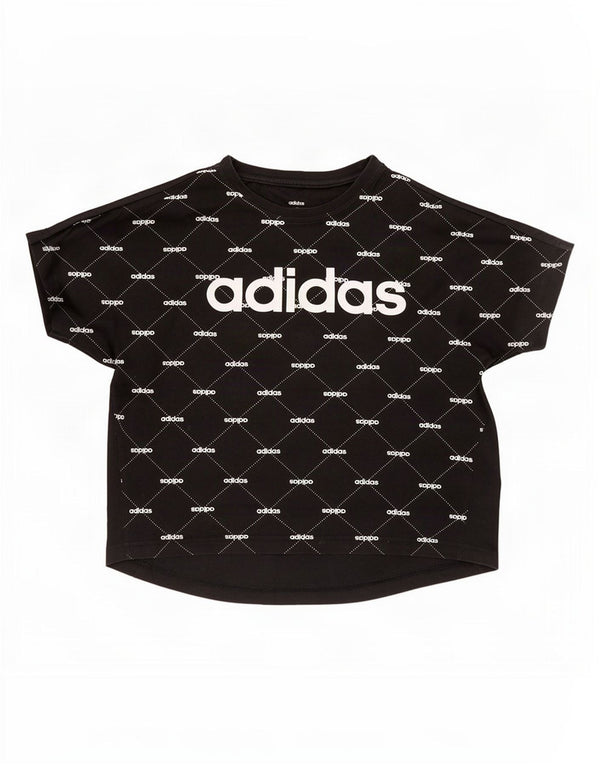 Tricou grafic supradimensionat pentru femei Adidas UK 8/10 Bumbac negru mic