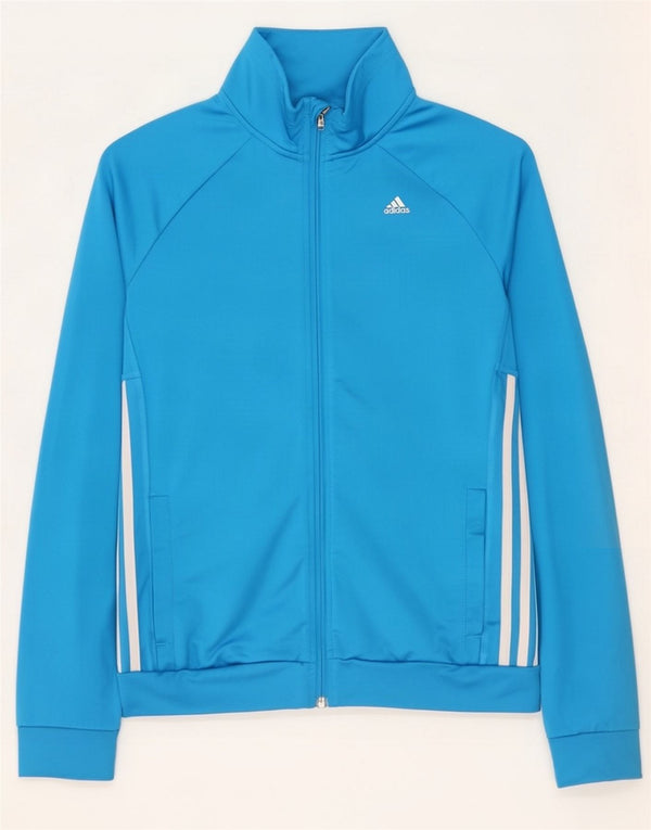 Jachetă de top pentru trening Adidas Climalite pentru femei UK 8/10 Poliester albastru mic