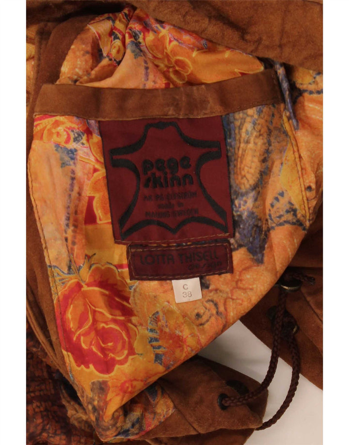 Jachetă vintage de damă de piele intoarsă, cu ajustare largă, EU 38, maro mediu