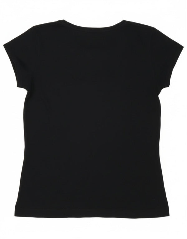 Lee Womens Graphic T-Shirt Top UK 12 Medium Navy Blue Cotton