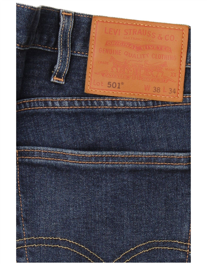 Blugi drepti pentru bărbați LEVI'S 501 W38 L34 Bumbac bleumarin