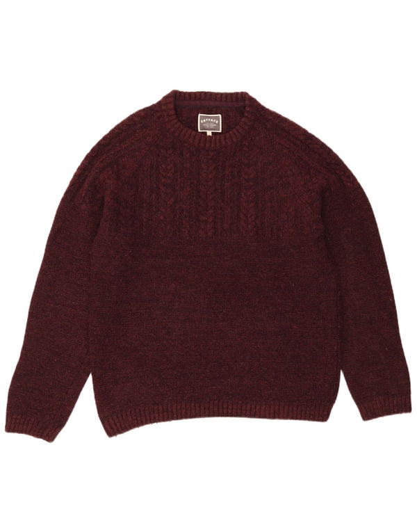 Pulover pentru bărbați Fat Face cu gât crew pulover Medium Bordeaux Lână