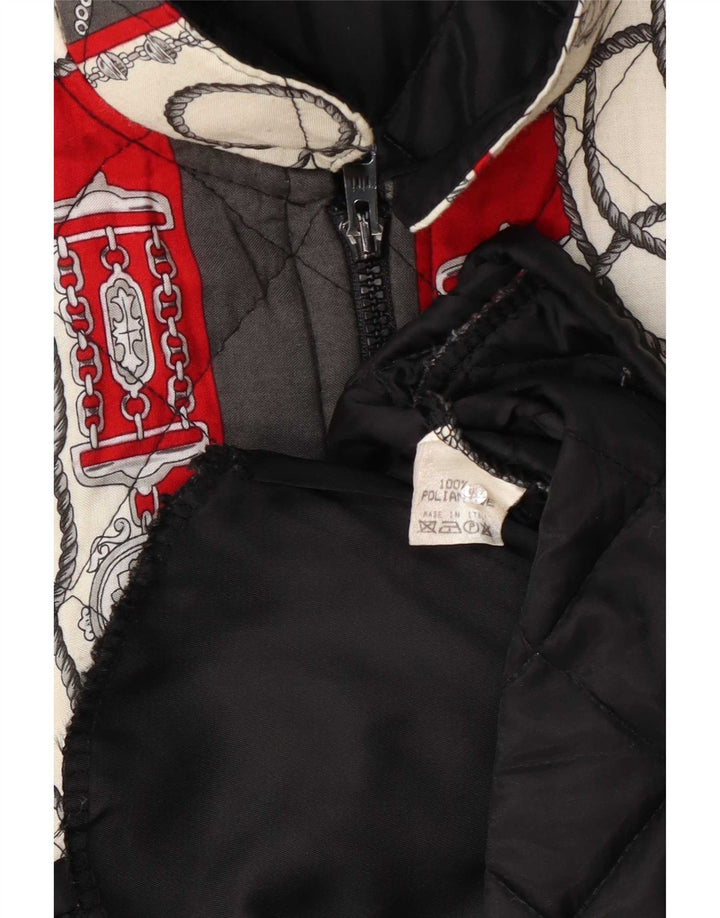 Gilet matlasat vintage pentru femei cu model abstract UK 14 mare, multicolor