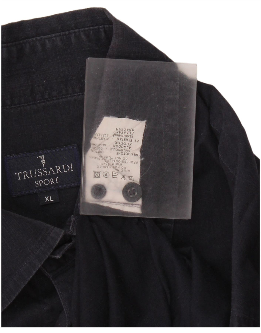 Cămașă Trussardi pentru bărbați, bumbac XL bleumarin