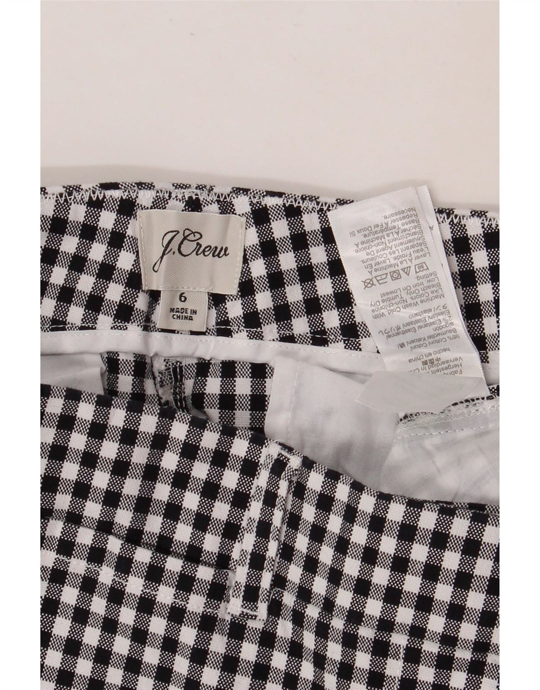 Pantaloni scurti chino pentru femei J. CREW US 6 Medium W30, bumbac vichy negru