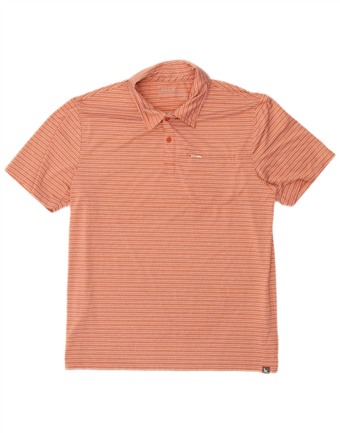 Tricou polo pentru bărbați Eddie Bauer, poliester cu dungi portocaliu mediu
