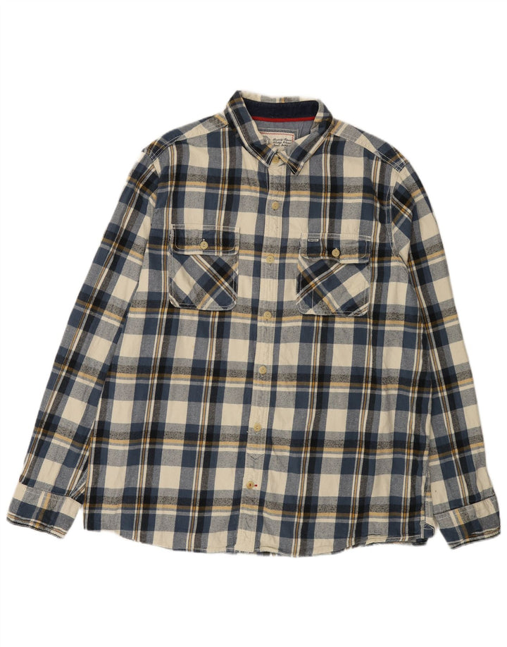 Cămașă de flanel pentru bărbați Fat Face 2XL Blue Check Bumbac