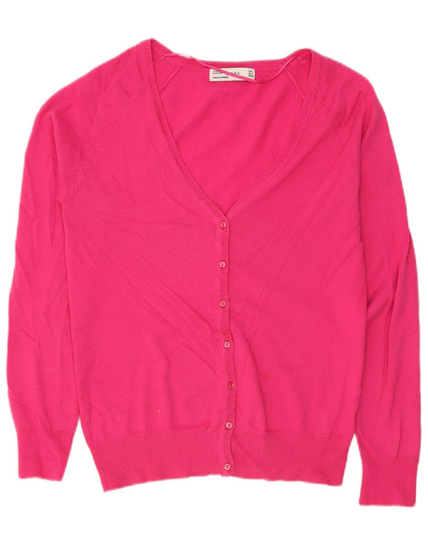 Pulover cardigan pentru femei Zara UK 14 mare bumbac roz
