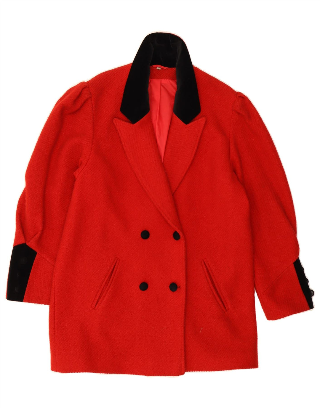 VINTAGE Womens Loose Fit Double Breasted Coat UK 12 Medium Red Vintage Vintage and Second-Hand Vintage from Messina Hembry 
