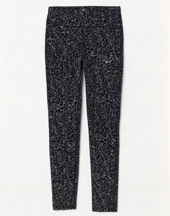 Leggings Dri Fit Nike pentru femei UK 8, gri mic, poliester cu imprimeu animal