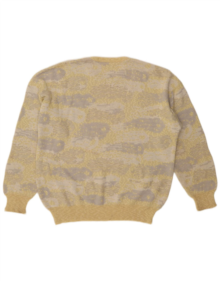 Pulover vintage pentru bărbați, cu model abstract, cu decolteu, IT 54 XL Galben