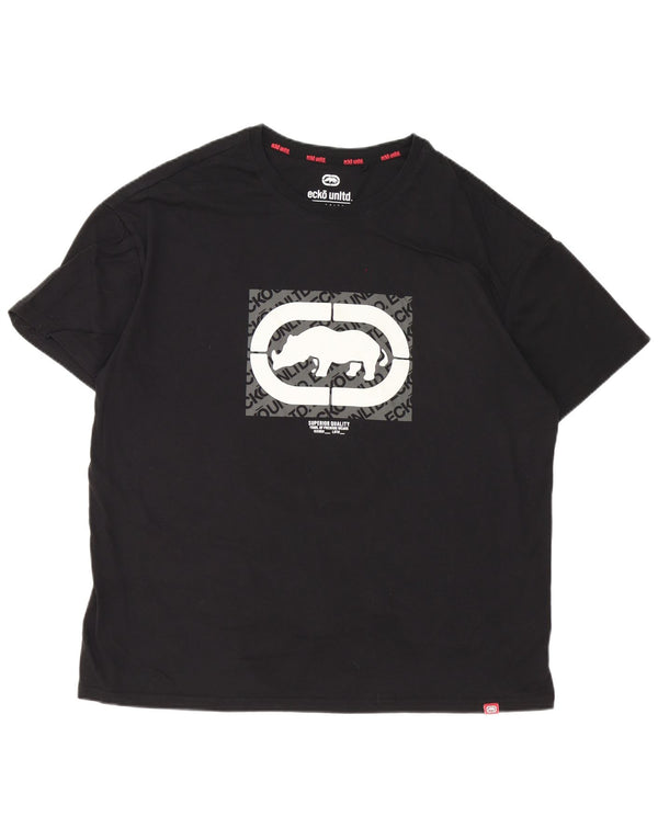 Tricou grafic Ecko Unltd pentru bărbați Top mare din bumbac negru