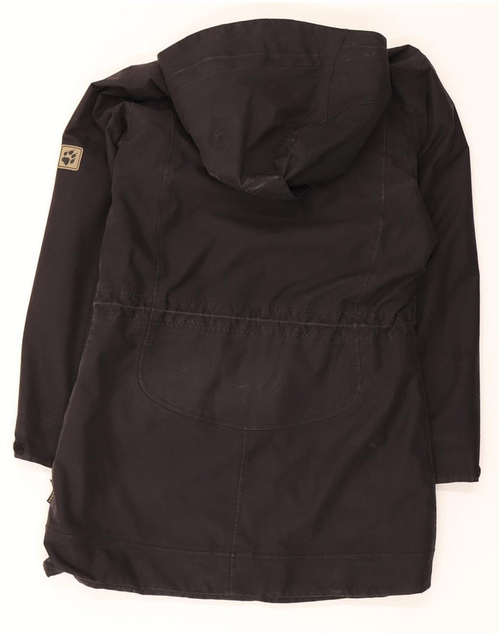 JACK WOLFSKIN Womens Hooded Windbreaker Coat UK 12 Medium Black Polyester Vintage Jack Wolfskin and Second-Hand Jack Wolfskin from Messina Hembry 