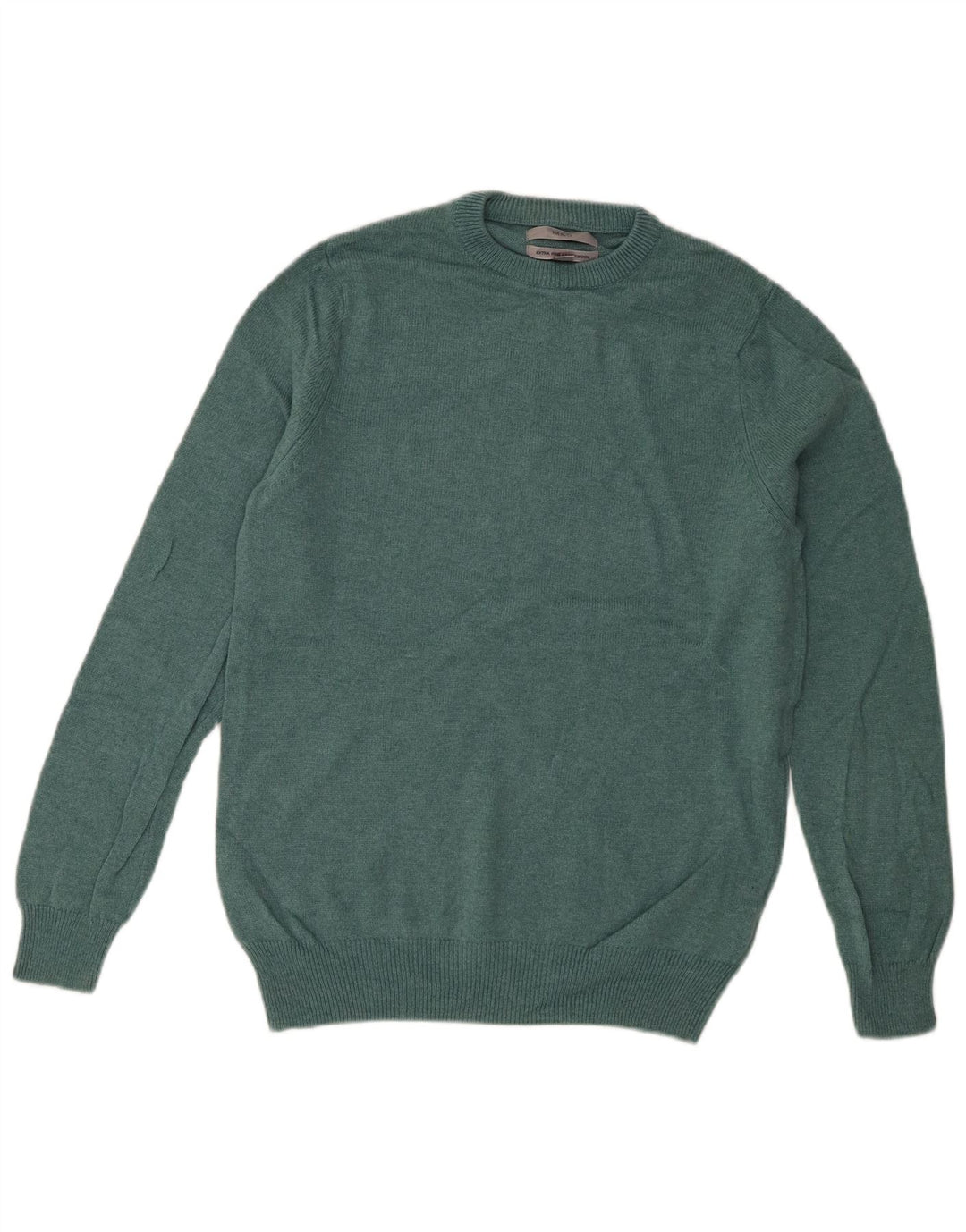 Pulover pentru bărbați Marks & Spencer, cu gât crew, lână de miel verde mediu