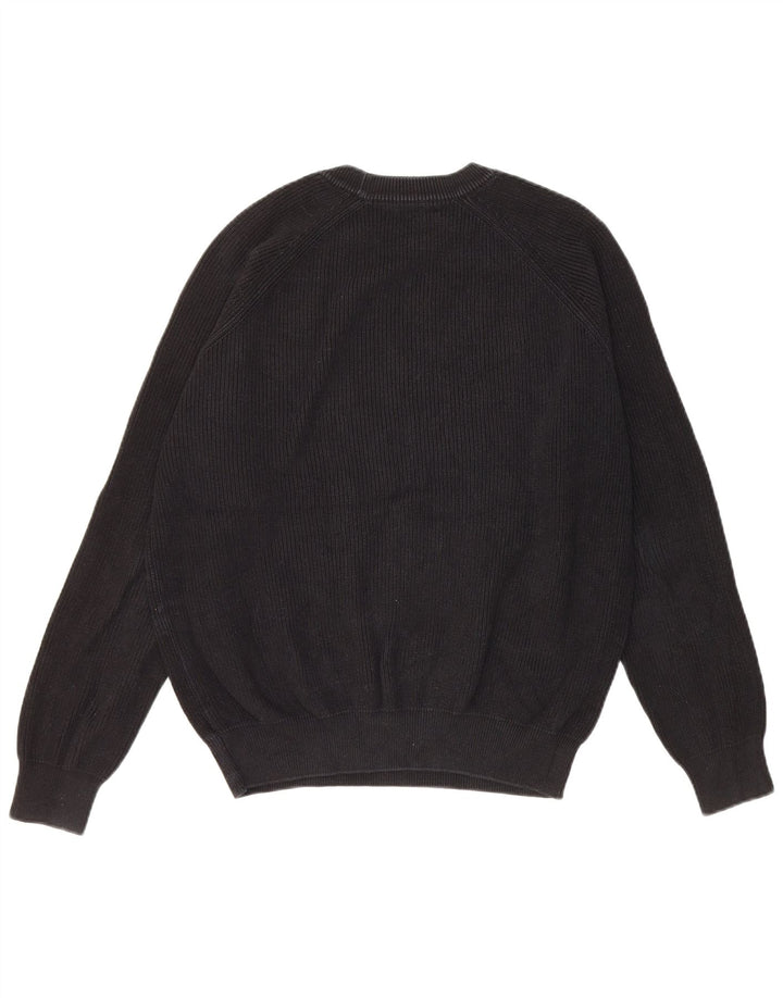 Pulover pentru bărbați Zara, cu decolteu, mic, negru, bumbac