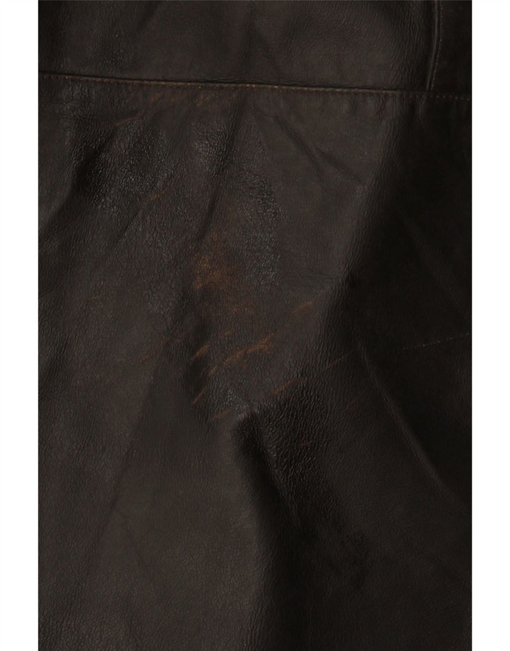 Palton de piele supradimensionat pentru femei Privilegi IT 50 XL din piele maro