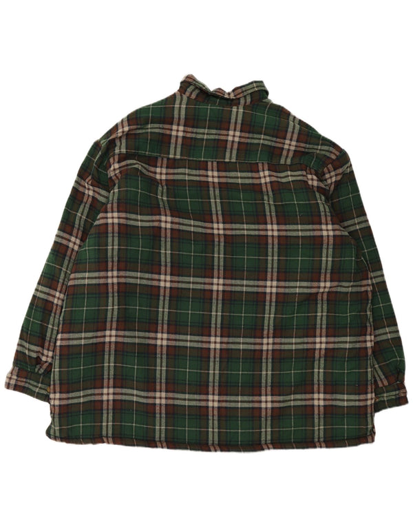 Cămașă de flanel căptușită vintage pentru bărbați 3XL, verde, poliester, clasică