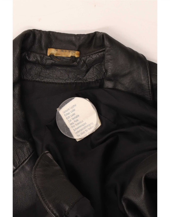 Jachetă vintage din piele cu 3 nasturi pentru femei UK 20 2XL din piele neagră