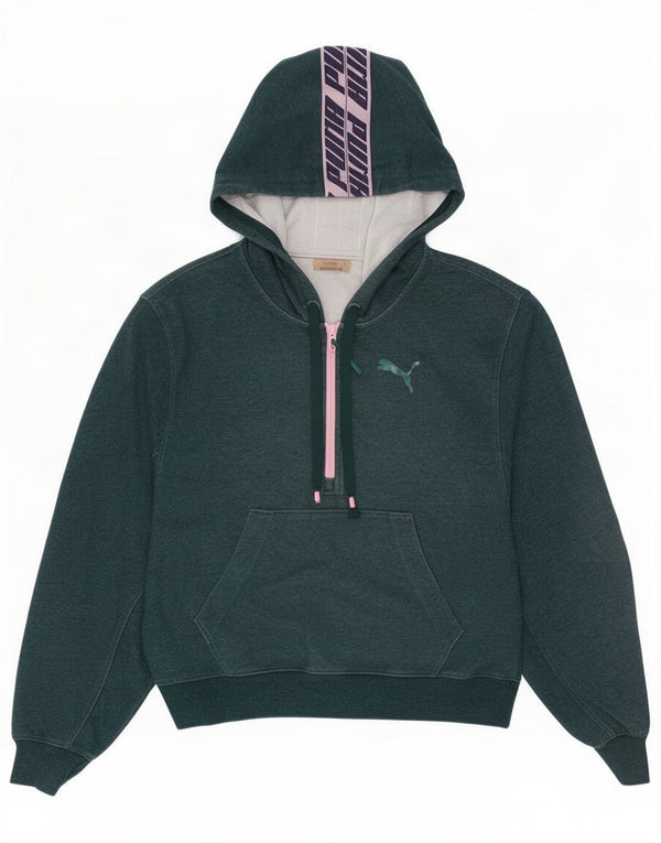 Pulover Puma pentru femei, supradimensionat, cu grafic și gât, cu glugă, 10, verde, mic