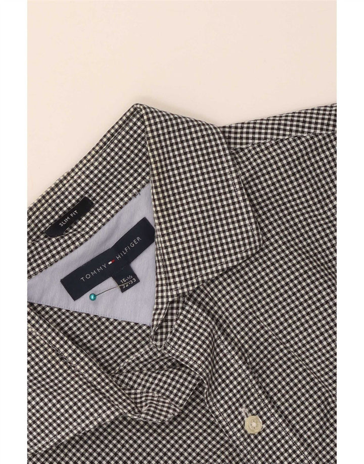 Cămașă pentru bărbați Tommy Hilfiger Slim Fit Mărimea 15 1/2 Medium Black Gingham
