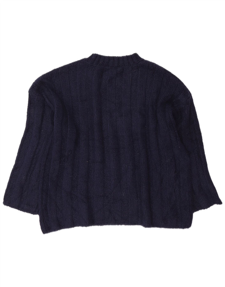 Pulover supradimensionat pentru femei Zara cu decolteu triplu UK 14 Medium Bleumarin