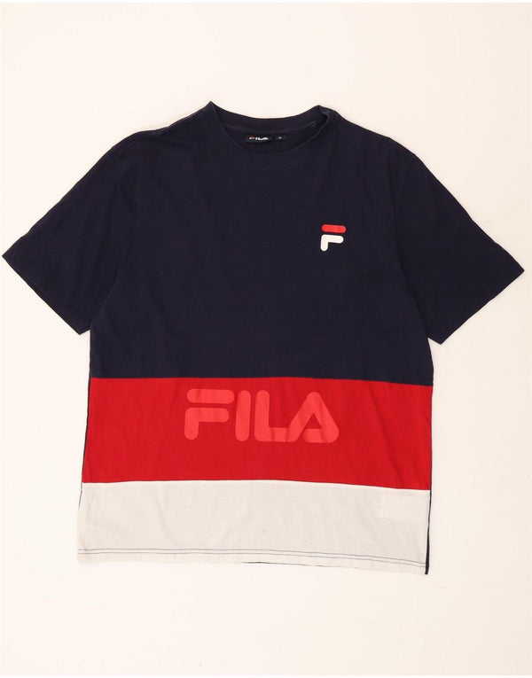 Tricou cu grafică pentru bărbați Fila Top XL Bleumarin Bumbac color bloc