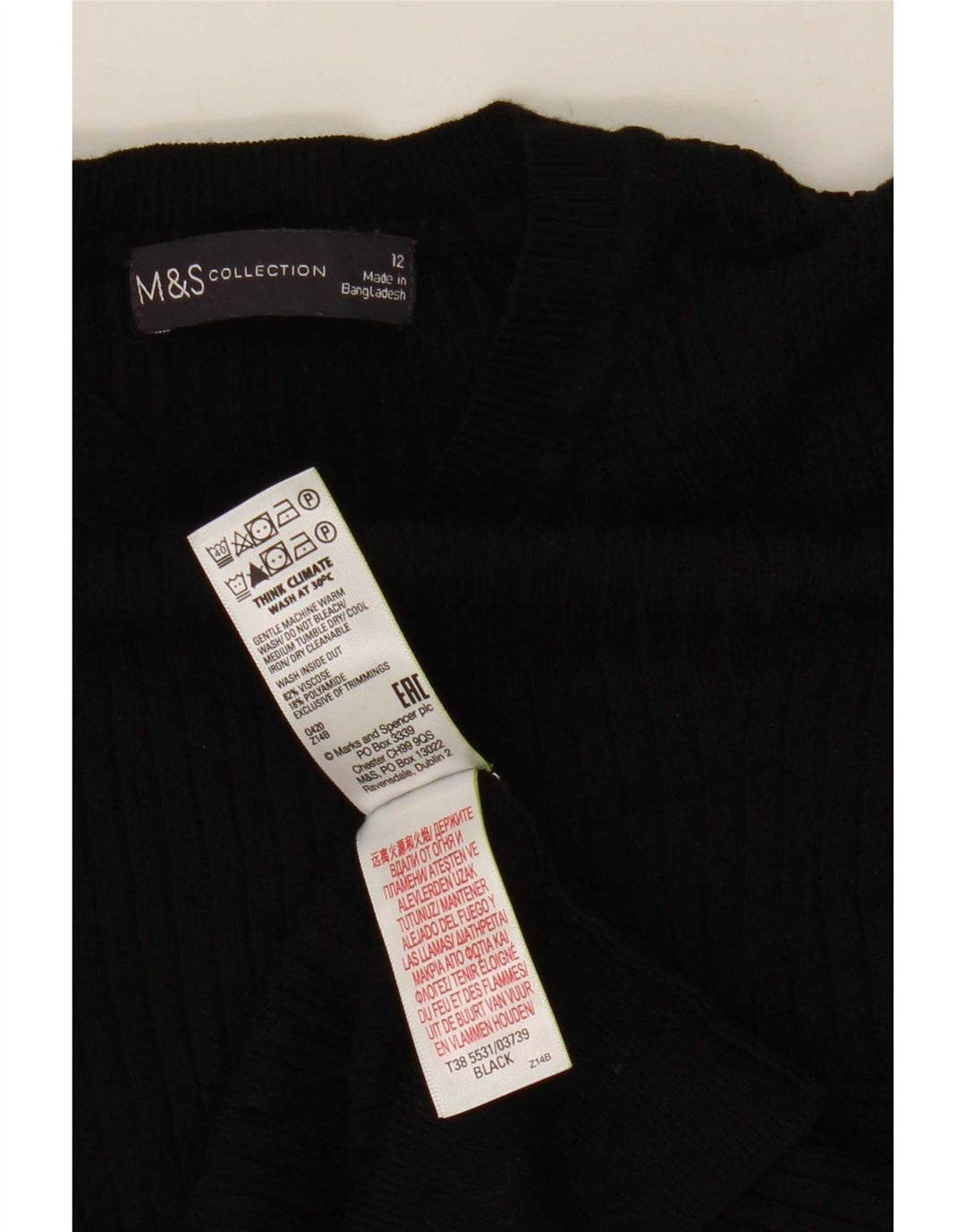 Bluză scurtă cu mânecă scurtă pentru femei Marks & Spencer UK 12 Medium Black