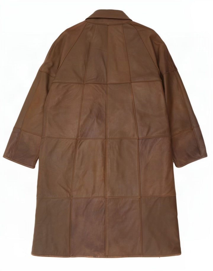 Palton din piele vintage pentru femei UK 12 Medium Khaki
