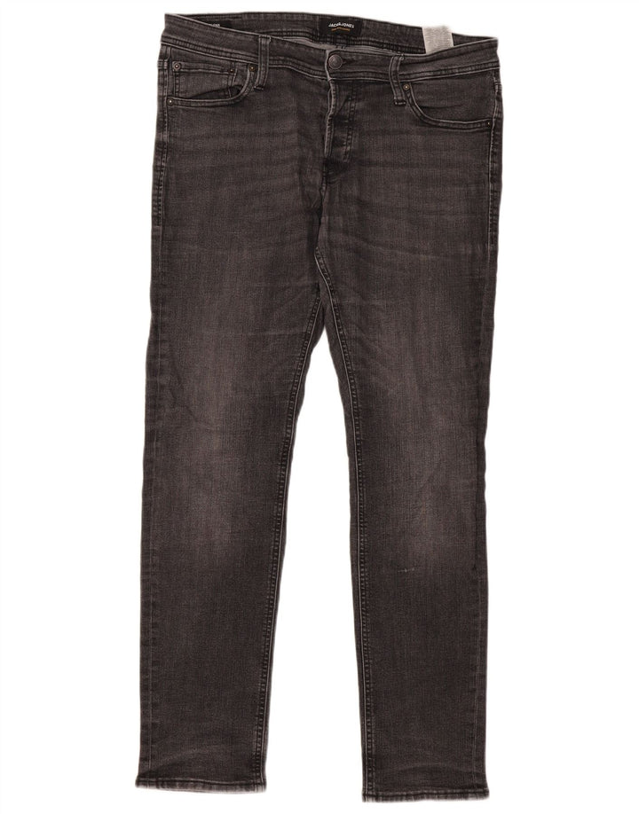 JACK & JONES Blugi slim GLENN pentru bărbați W34 L32 bumbac gri