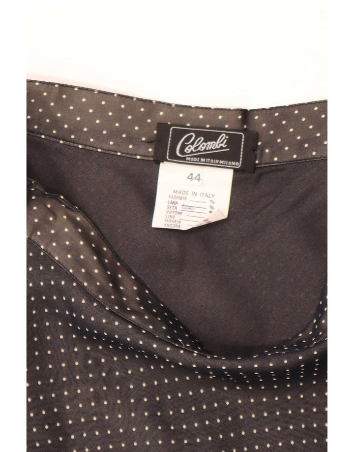 Fustă A-Line Vintage pentru Femei IT 44 Medium W28 Mătase cu pete negre