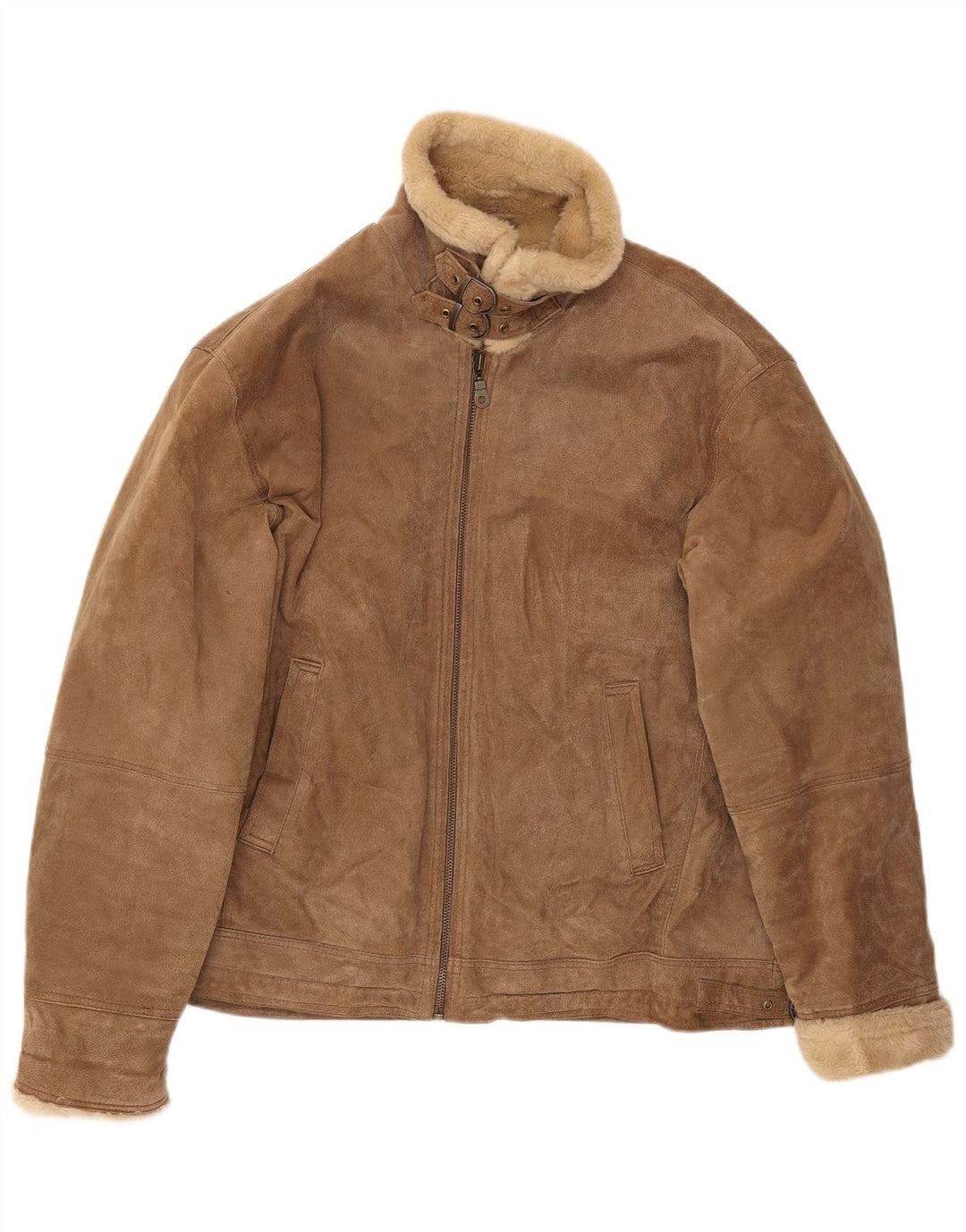Jachetă din shearling pentru bărbați MONTGOMERY UK 44 2XL piele maro