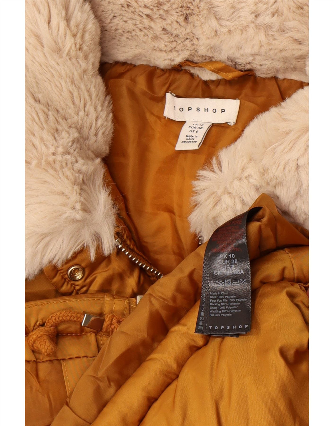 Jachetă căptușită supradimensionată pentru femei Topshop UK 10, poliester galben mic