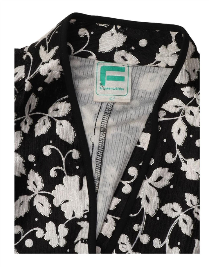 FRANKENWALDER Womens Cardigan Top EU 42 Large Black Floral Polyester