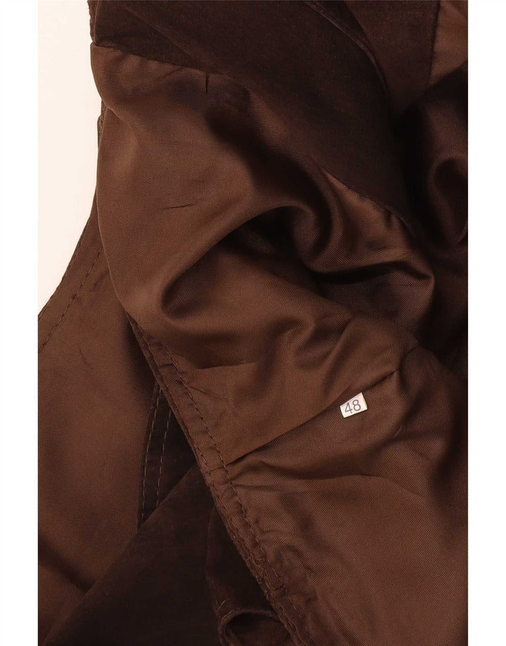 Vestă vintage de piele intoarsa pentru femei IT 48 XL maro
