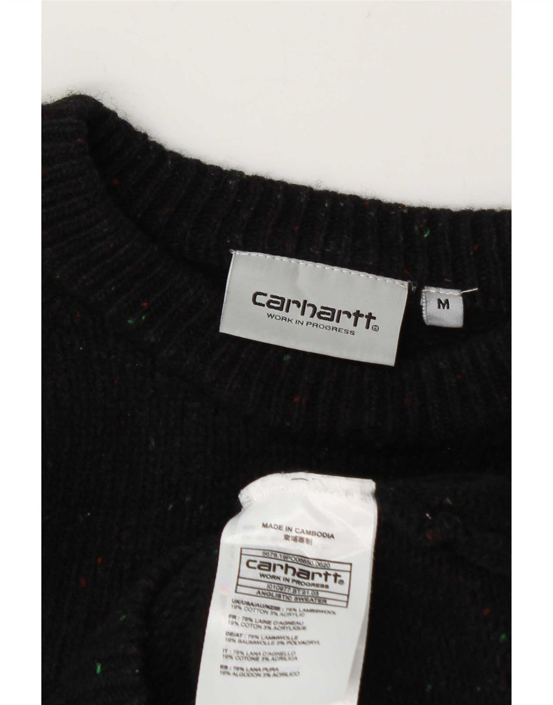 Pulover pentru damă Carhartt cu gât roșu din Lână cu pete neagră medie UK 14