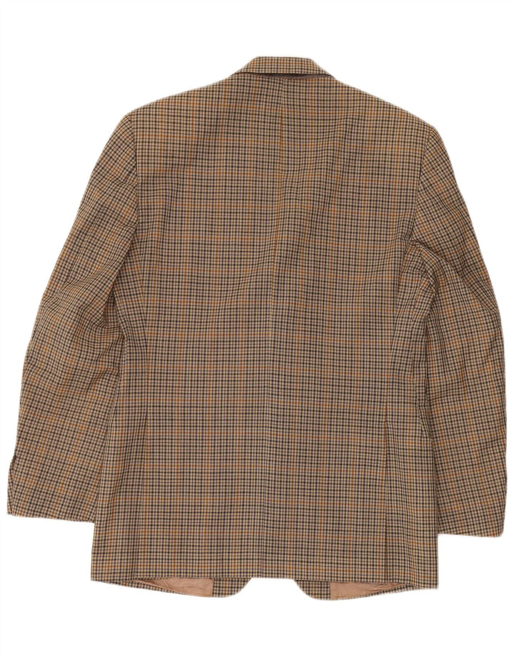Jachetă pentru bărbați Cacharel cu 2 nasturi IT 48 Lână cu carouri maro mediu