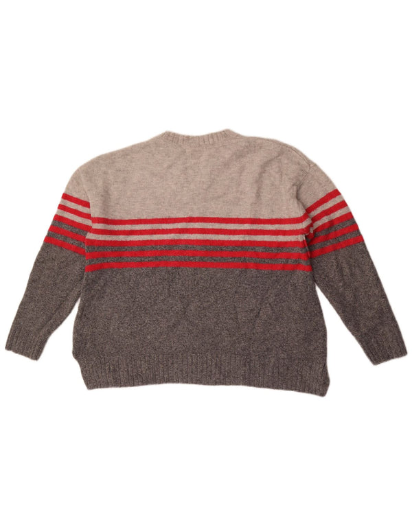 Pulover pentru femei Marks & Spencer cu decolteu triplu UK 16 mare, gri cu dungi