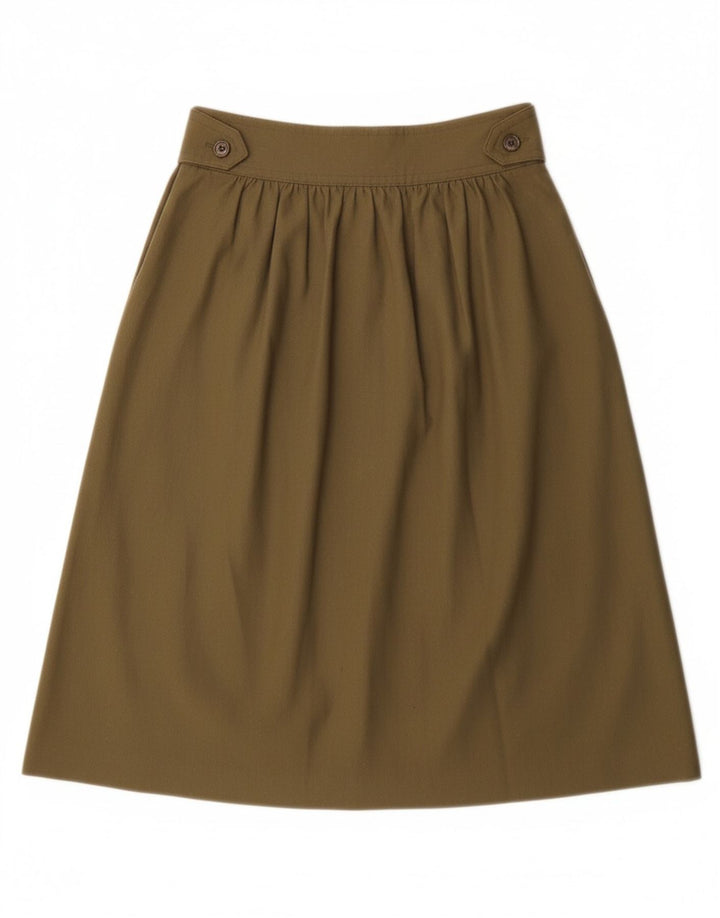 VINTAGE Womens A-Line Skirt IT 40 Small W26  Khaki Vintage Vintage and Second-Hand Vintage from Messina Hembry 