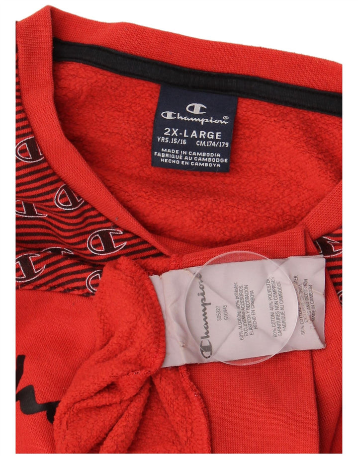 Pulover cu grafic pentru băieți Champion 15-16 ani 2XL bumbac roșu