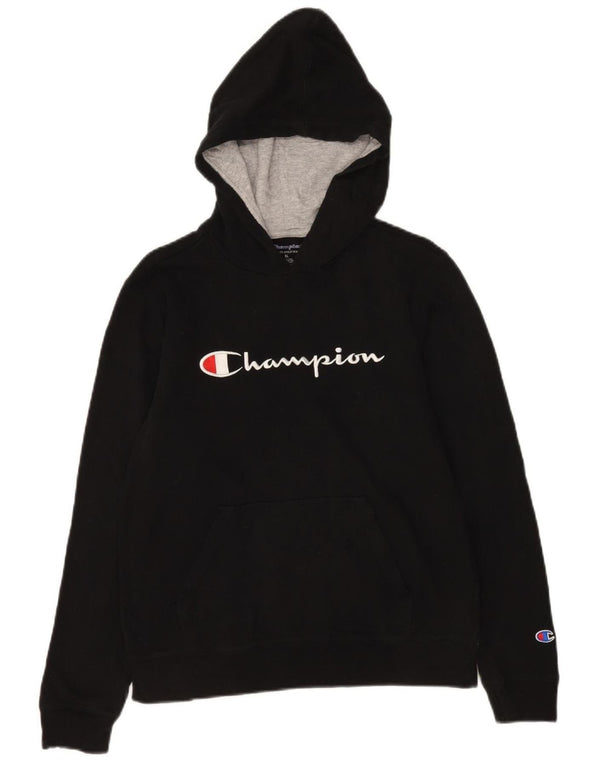 Pulover cu capota cu grafic Champion pentru femei UK 18 XL, bumbac negru