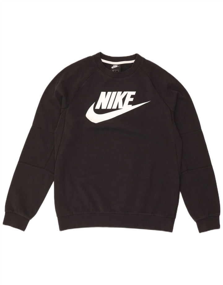 Hanorac grafic pentru bărbați Nike Pulover mediu din bumbac negru