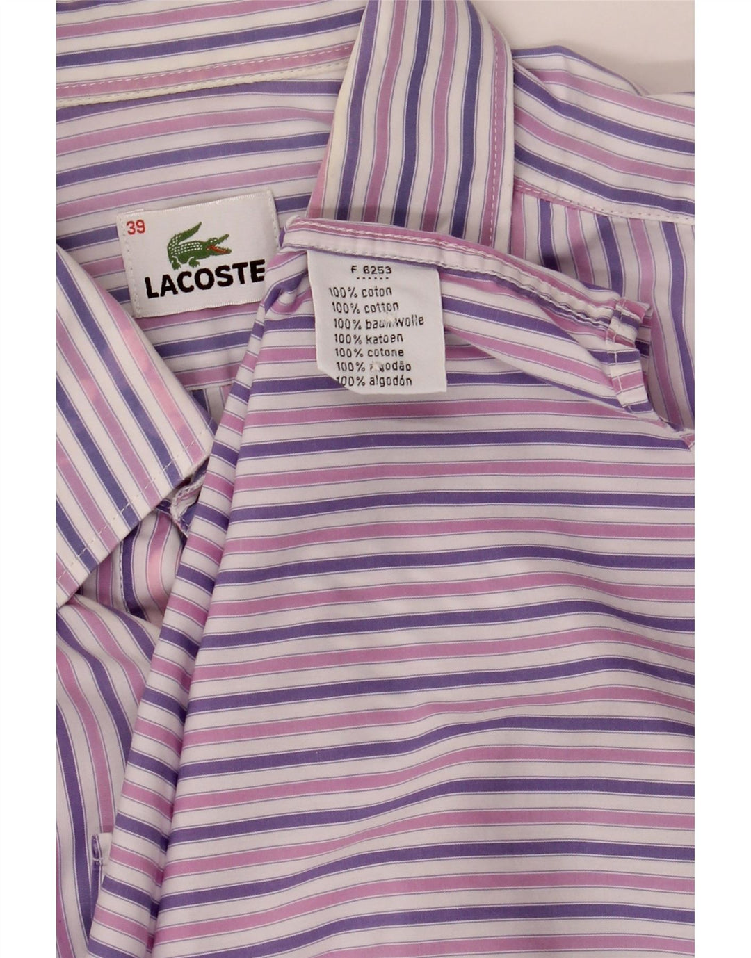 Cămașă pentru bărbați LACOSTE Mărimea 39 Bumbac cu dungi violet mediu